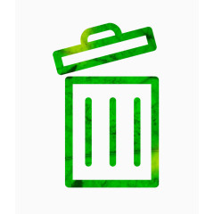 手绘绿色垃圾箱图标