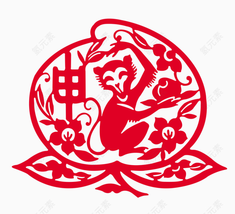 猴子剪纸