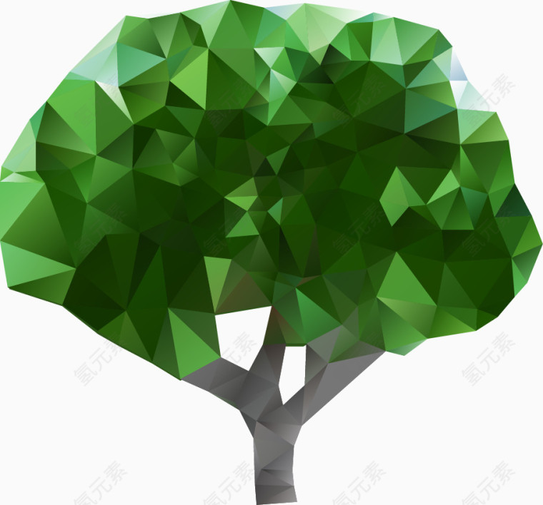 几何树叶的树木