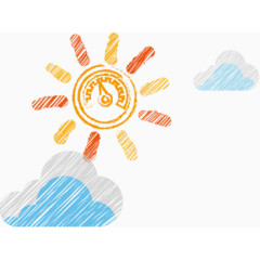 手绘卡通白云太阳