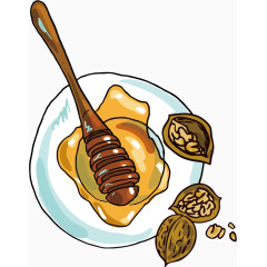 蜂蜜核桃卡通手绘装饰元素图标元素