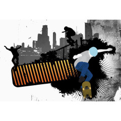 有质感的滑板少年元素