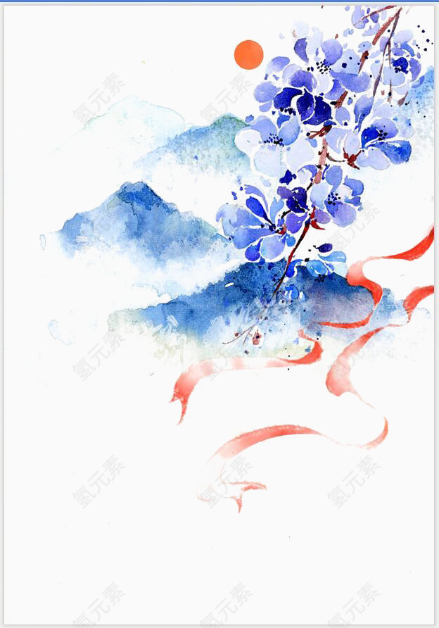 古风水彩画