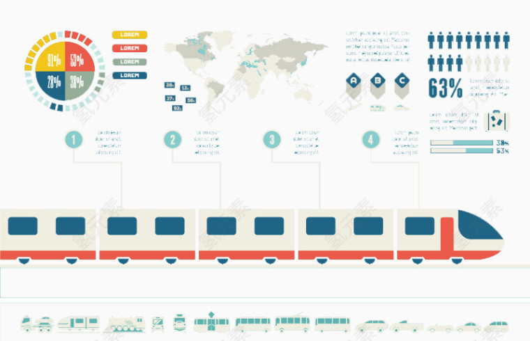 高速列车商务信息图矢量素材