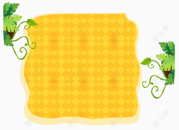 卡通手绘黄色藤蔓边框