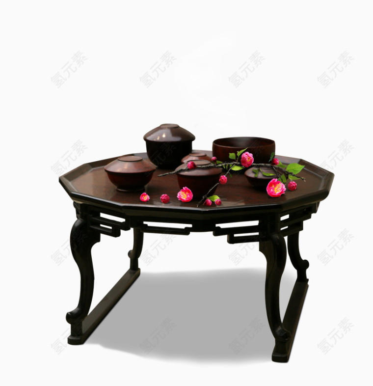 中国古风古典东方美木茶桌