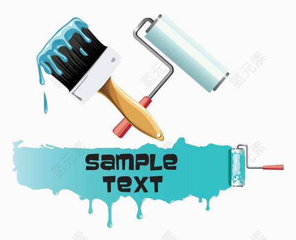 刷漆油漆刷子矢量素材