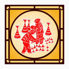 农民丰收红色剪纸图