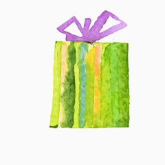 水彩手绘礼物盒素材