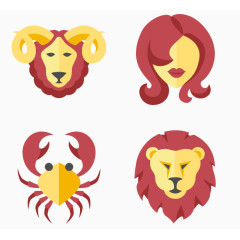 红黄配色动物人物PNG素材