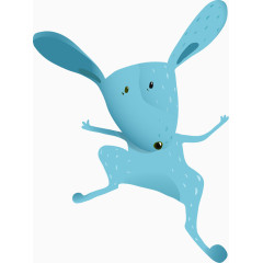 卡通手绘蓝色小兔子 