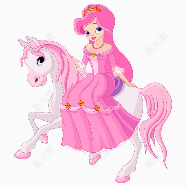 卡通骑马美女