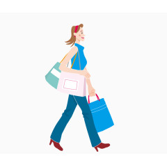 卡通手绘休闲购物人物素材