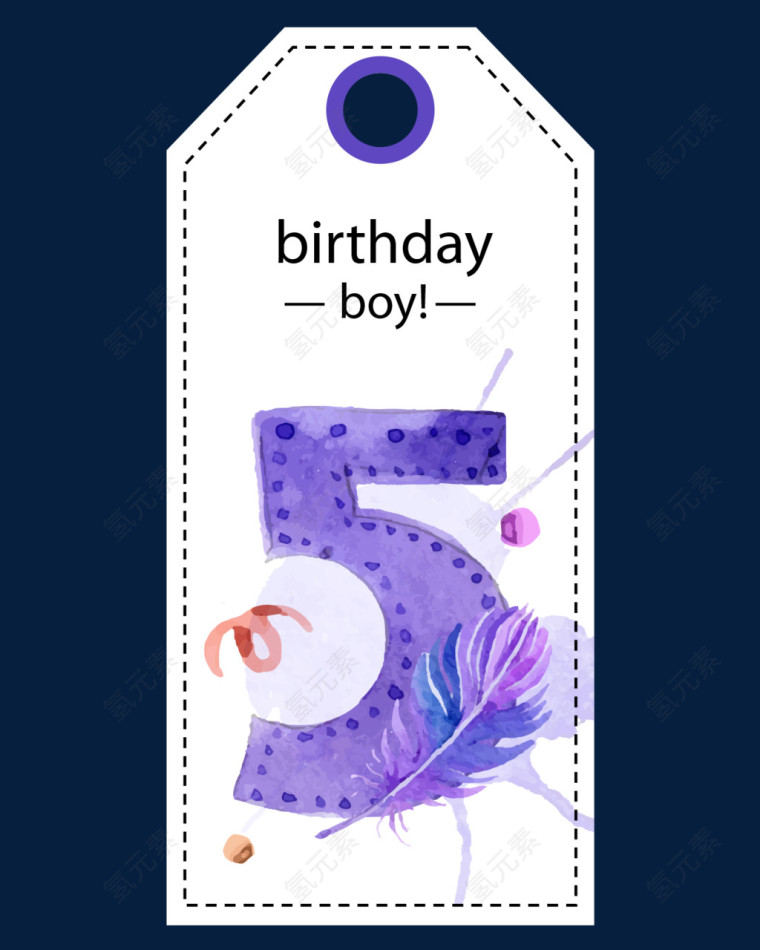 水彩生日卡片数字5