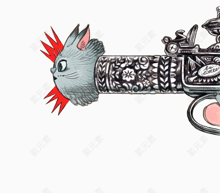 猫头子弹花纹手枪