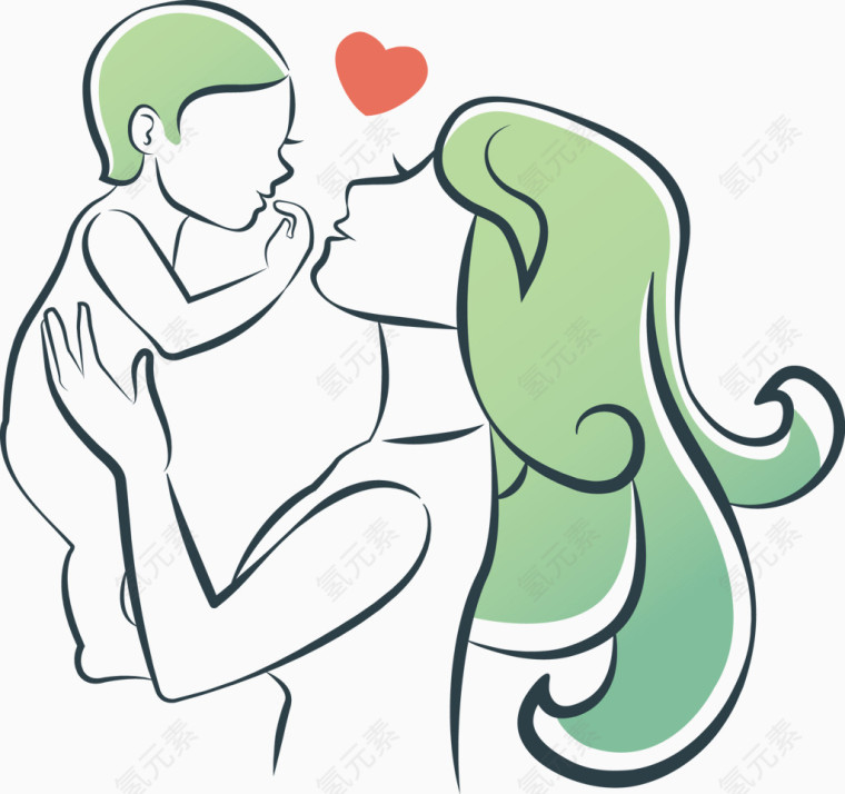 亲吻宝宝的妈妈