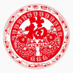 春节福字剪纸窗花红色素材