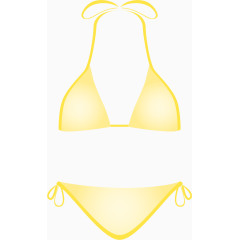 卡通沙滩黄色比基尼