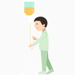 卡通手绘病人男孩走动