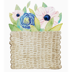  小清新水粉花篮 