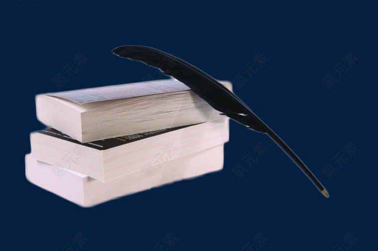 书本上的羽毛笔