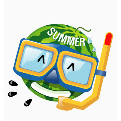 带潜水镜微笑的西瓜