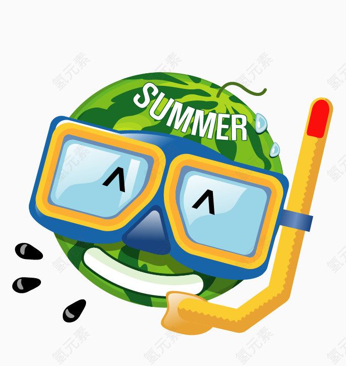 带潜水镜微笑的西瓜