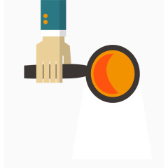 卡通拿着放大镜的手