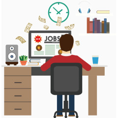 办公场景卡通手绘图标元素