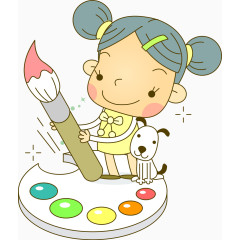 小小画家女孩和狗