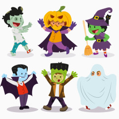 小孩万圣节服装矢量图