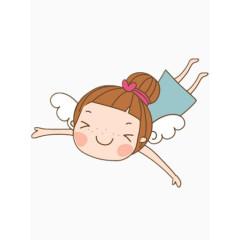 做梦会飞的卡通小女孩