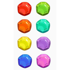 6款彩色水晶效果多边形按钮