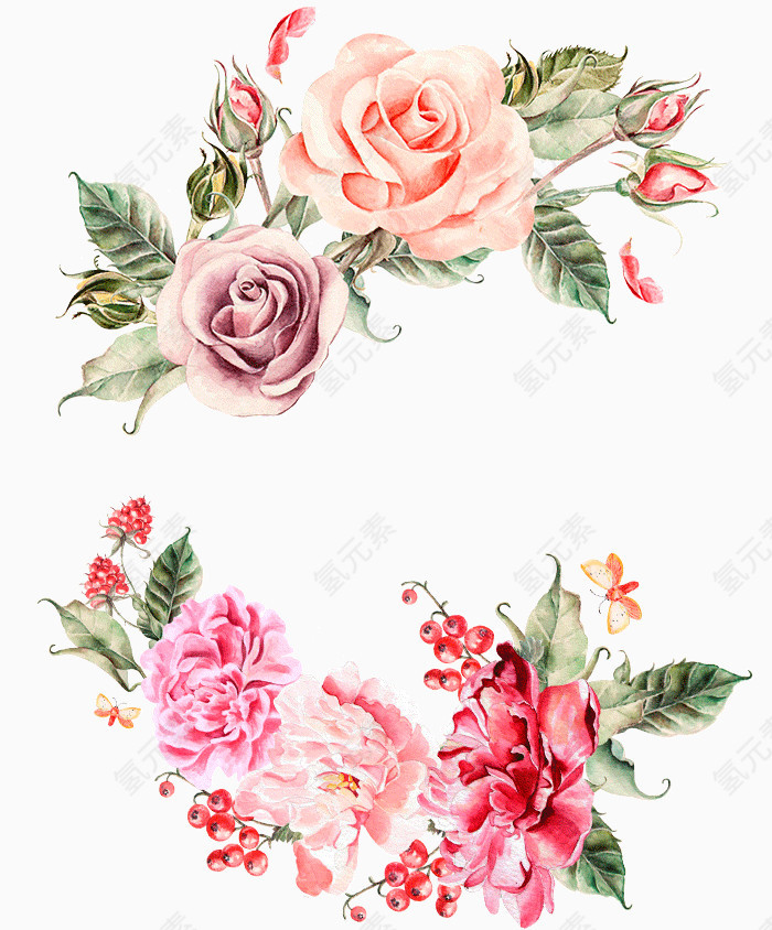 手绘水彩png花素材矢量设计绘花图