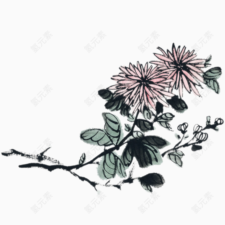 水墨花
