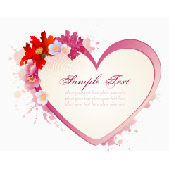 泼墨背景花朵装饰心形边框