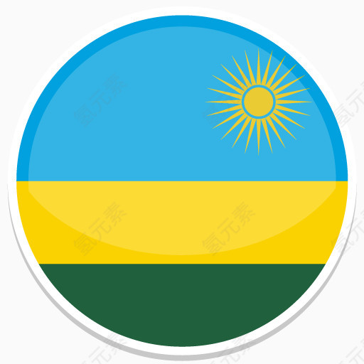 卢旺达平圆世界国旗图标集