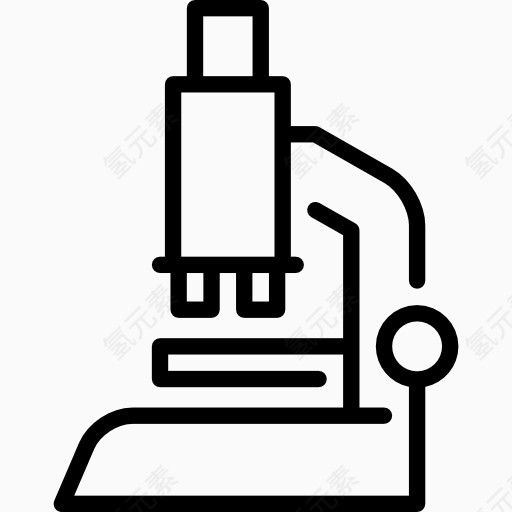 科学研究学习系列全套线框图标显微镜