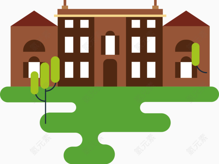 手绘学校建筑素材