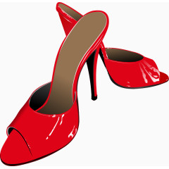 卡通手绘红色高跟凉拖 