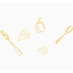 食物勺子叉子简易画漂浮元素