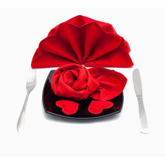 西餐店里的红色围巾