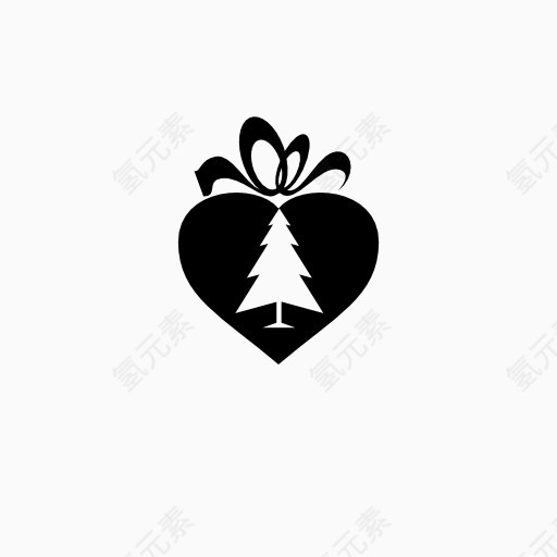 圣诞节心形礼物盒图标