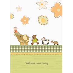 大象卡通动物形象背景——矢量素材