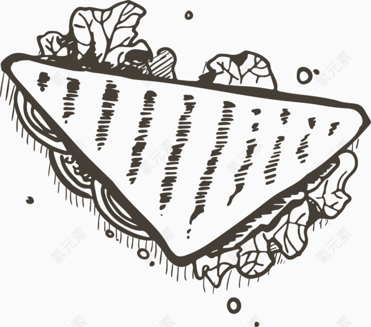 矢量手绘三明治