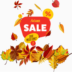 矢量落叶与红色促销