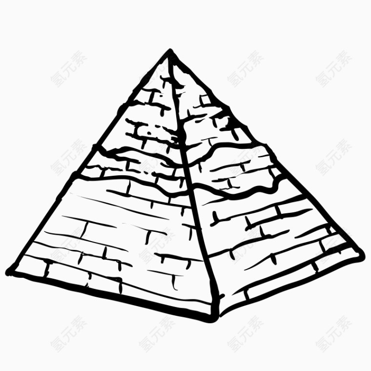 简笔手绘古埃及元素金字塔