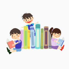 三个儿童在读书