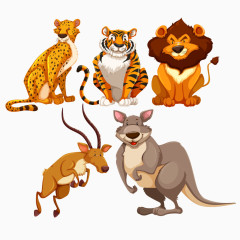 卡通动物老虎狮子豹子