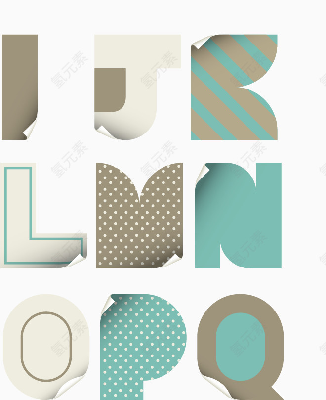 波点英文字母I-Q